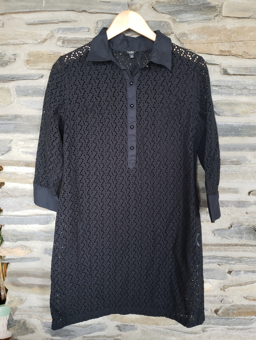 Talbots Black Eyelet Dress Sz 14 Large